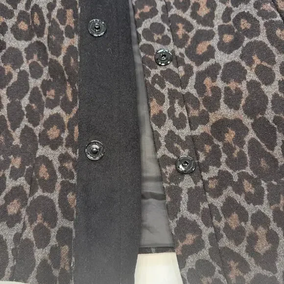 Betsey Johnson Wool Blend Coat Leopard Print Bow Neckline XS Glam - Picture 11 of 12